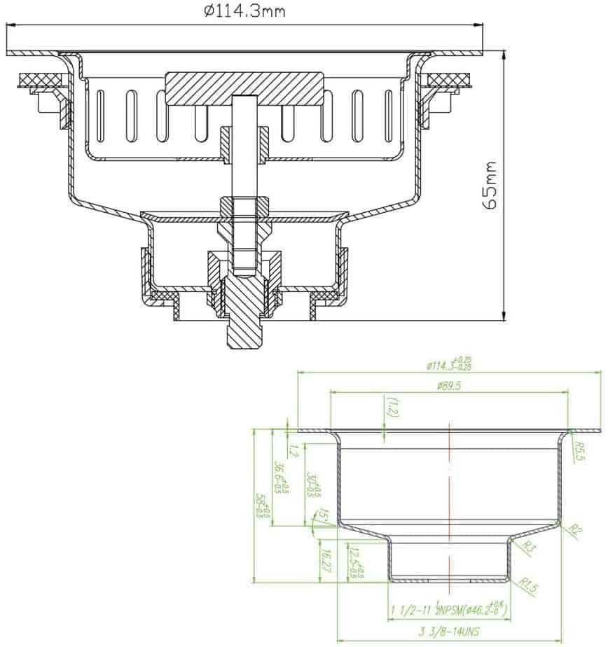 Sink strainer diagram