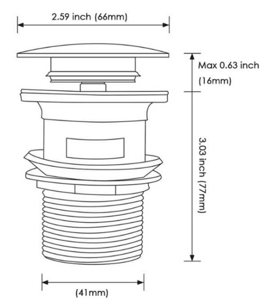 Pop-up waste drain stopper diagram