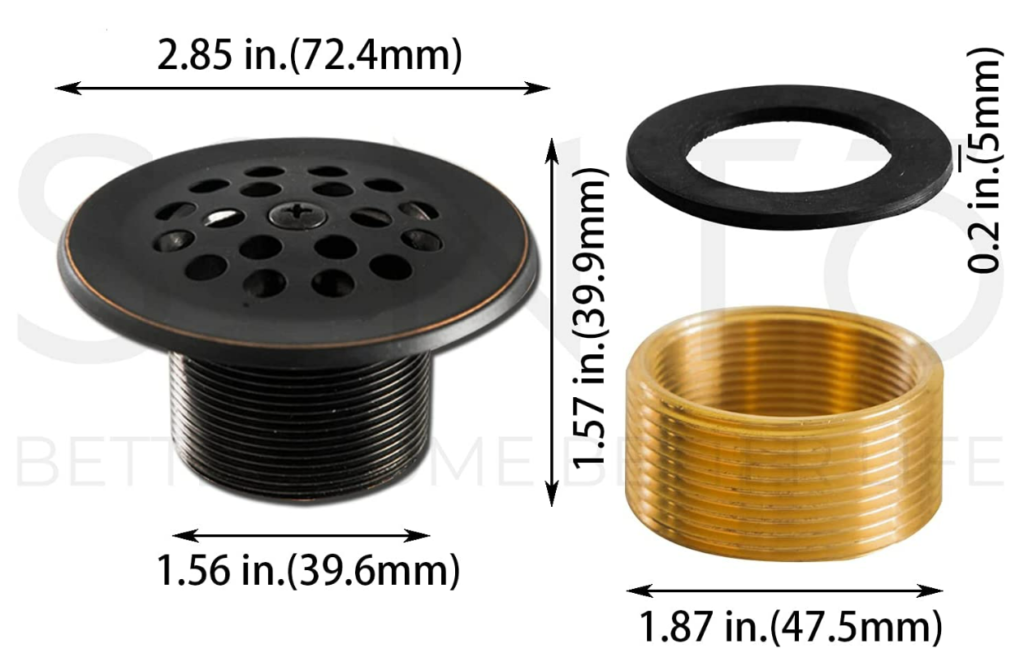 Sizes of trip-lever drain