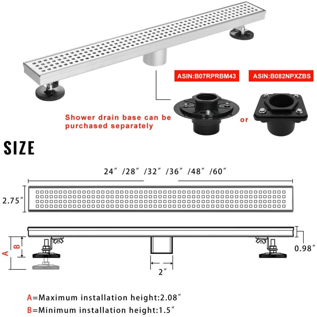 Linear drains size