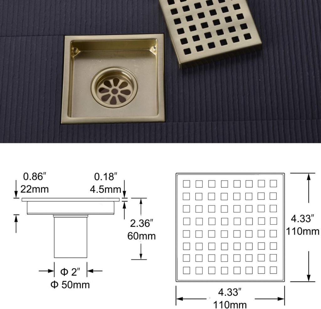 Dimensions of shower floor drain