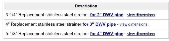 stainless steel strainer specs