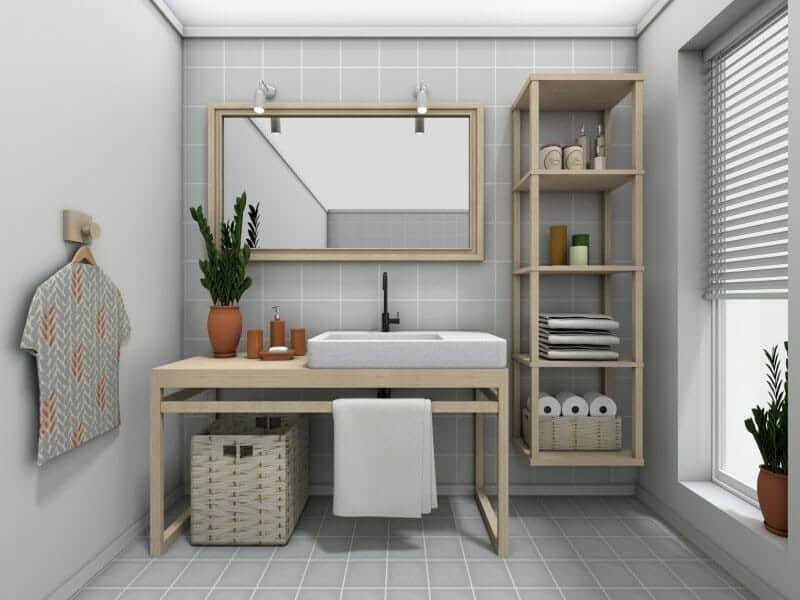 Storage and bathroom